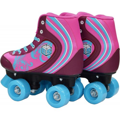  Epic Skates New! Epic Cotton Candy Quad Roller Skates w/2 Pr. Laces (Pink & Blue)