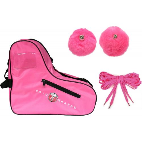  Epic Skates Epic Pink Roller Skate Accessory 3 Pc. Bundle w/Bag, Laces, Pompoms