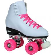 Epic Skates Epic Classic Womens High-Top Quad Roller Skates White with Pink Wheels