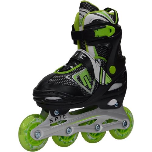  Epic Skates Rage Adjustable Inline Skates, Black, 1-4 m us Big Kid, RageYth14