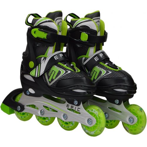  Epic Skates Rage Adjustable Inline Skates, Black, 1-4 m us Big Kid, RageYth14