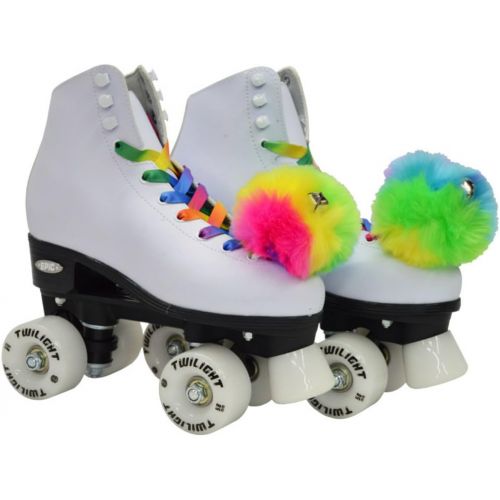  [아마존베스트]Epic Skates Epic Allure Twilight Rainbow LED Light Up High-Top Quad Roller Skate 3 Piece Bundle (Youth 1)