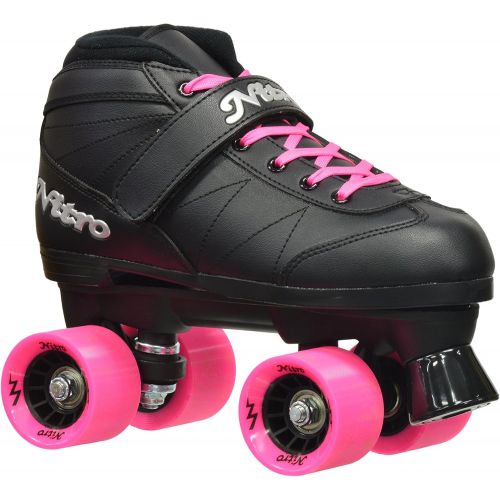  Epic Skates Super Nitro Indoor/Outdoor Quad Speed Roller Skates, Youth 4, Black/Pink