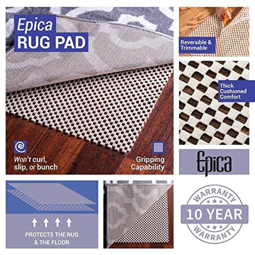  Epica Super-Grip Non-Slip Area Rug Pad 5 x 8 for Any Hard Surface Floor, Keeps Your Rugs Safe and in Place