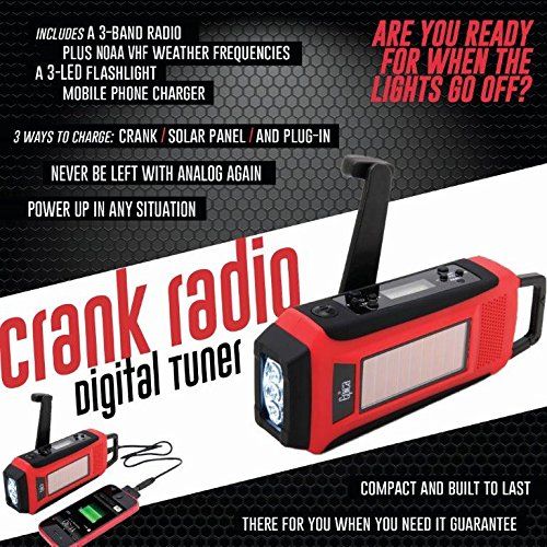  Epica Digital Emergency Solar Hand Crank AM/FM/NOAA Radio, Flashlight, Smartphone Charger with NOAA Certified Weather Alert & Cable-ONE Cable Does All: Home Audio & Theater