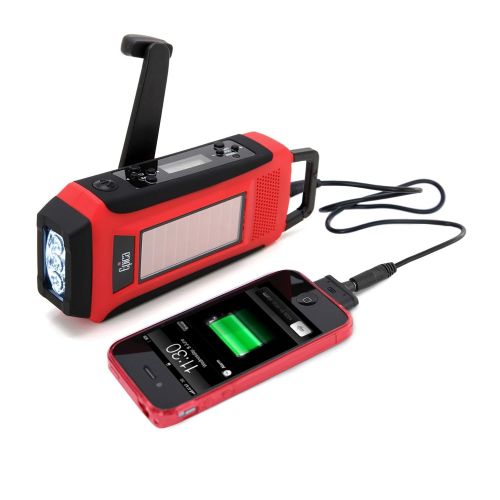  Epica Digital Emergency Solar Hand Crank AM/FM/NOAA Radio, Flashlight, Smartphone Charger with NOAA Certified Weather Alert & Cable-ONE Cable Does All: Home Audio & Theater