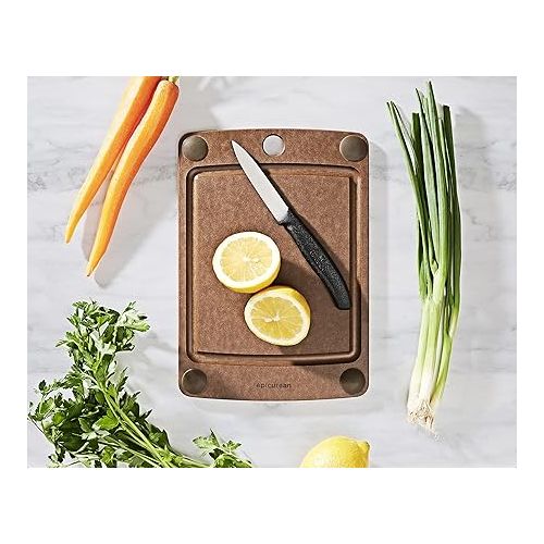  Epicurean All-In-One Cutting Board with Non-Slip Feet and Juice Groove, 10-Inch x 7-Inch, Nutmeg/Brown