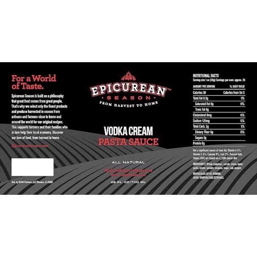  EPICUREAN SEASON Vodka Cream Pasta Sauce, 24 OZ