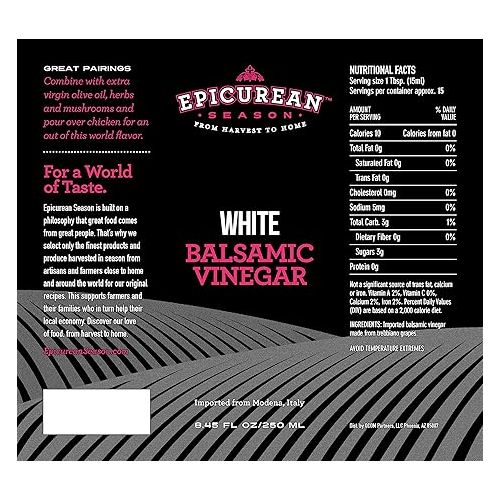  EPICUREAN SEASON White Balsamic Vinegar, 250 ML