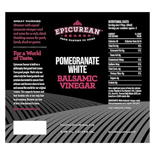  EPICUREAN SEASON White Pomegranate Balsamic Vinegar, 250 ML