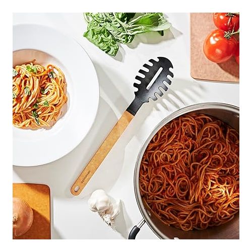  Epicurean Cutting Surfaces Gourmet Series Kitchen Utensil, Pasta Server, Natural+Black