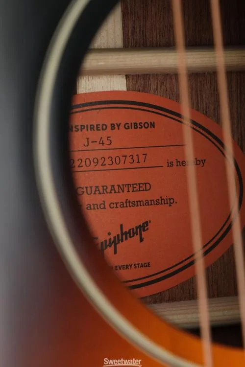  Epiphone J-45 Acoustic Guitar - Aged Vintage Sunburst Gloss Demo