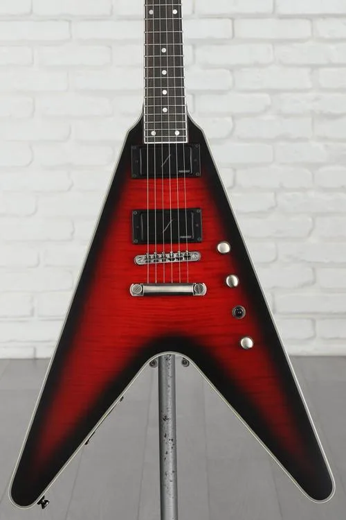 Epiphone Dave Mustaine Prophecy Flying V Figured Electric Guitar - Aged Dark Red Burst