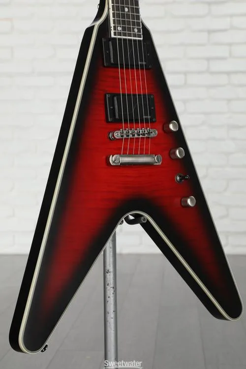  Epiphone Dave Mustaine Prophecy Flying V Figured Electric Guitar - Aged Dark Red Burst