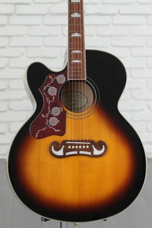  Epiphone J-200EC Studio Left-handed Acoustic-Electric Guitar - Vintage Sunburst Demo