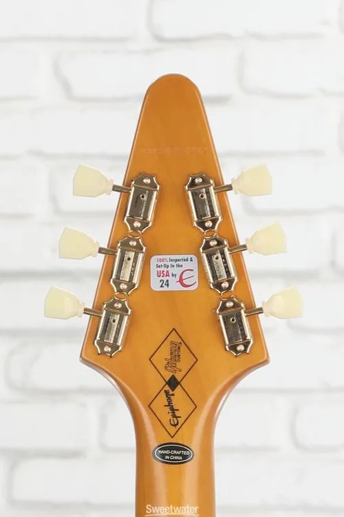  Epiphone 1958 Korina Flying V Left-handed Electric Guitar - Natural Demo