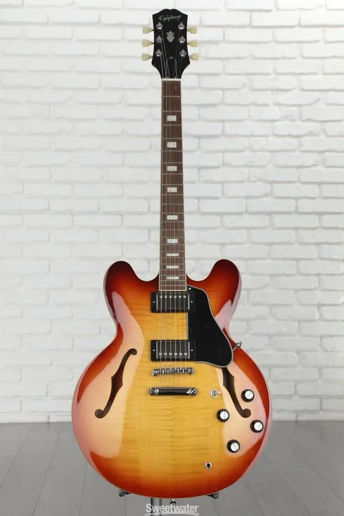  Epiphone ES-335 Figured Semi-hollowbody Electric Guitar - Raspberry Tea Burst