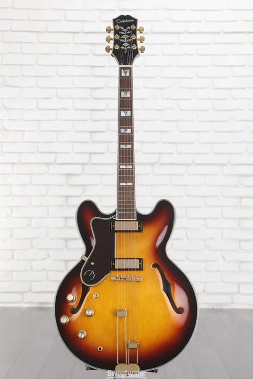  Epiphone Sheraton Frequensator Left-handed Semi-hollowbody Electric Guitar - Vintage Sunburst