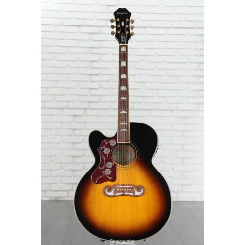  Epiphone J-200EC Studio Left-handed Acoustic-Electric Guitar - Vintage Sunburst