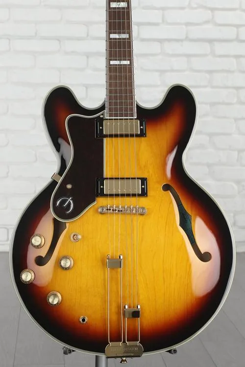 Epiphone Sheraton Frequensator Left-handed Semi-hollowbody Electric Guitar - Vintage Sunburst Demo