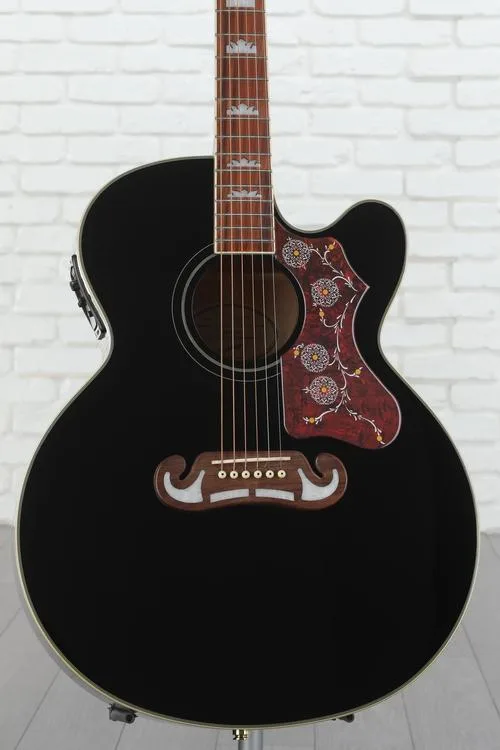  Epiphone J-200EC Studio Acoustic-Electric Guitar - Black Demo