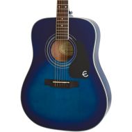Epiphone Pro 1 Plus Solid Top Acoustic Guitar System for Beginners, Translucent Blue Finish