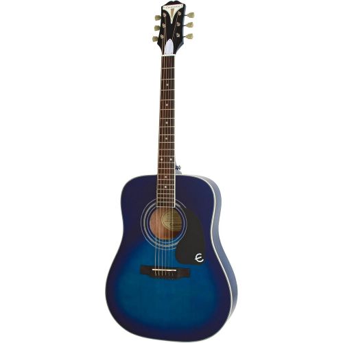  Epiphone Pro 1 Plus Solid Top Acoustic Guitar System for Beginners, Translucent Blue Finish