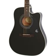 Epiphone Pro-1 Ultra Solid Top Acoustic/Electric Guitar System for Beginners, Gloss Ebony