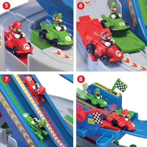  EPOCH Games Mario Kart Racing Deluxe, Vehicle Obstacle Course with Mario and Luigi Kart Figures for Ages 5+