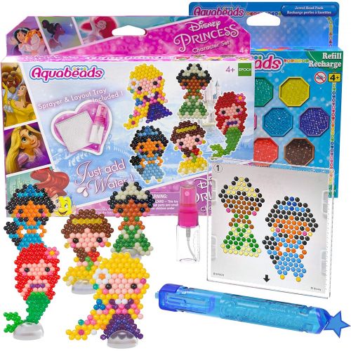  Epoch Aquabeads Disney Princess Character Gift Set with Pen, Aqua Beads Extra Refills and Five Stands Hours of Magical Fun