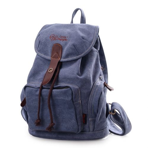  Epokris Student School Casual Canvas Backpack College School Daypack Teen Girl Cute Bag (Grey Blue)