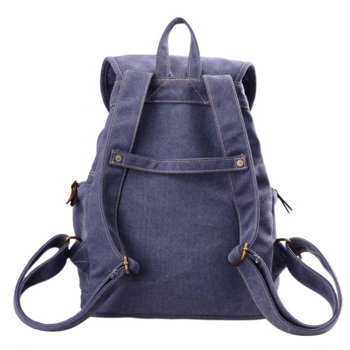  Epokris Student School Casual Canvas Backpack College School Daypack Teen Girl Cute Bag (Grey Blue)