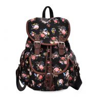 Epokris Black Backpack for Girls Floral School Bags for Girls Backpack Book Bag for Girls Daypack Floral Backpack for teens Girls 163BL