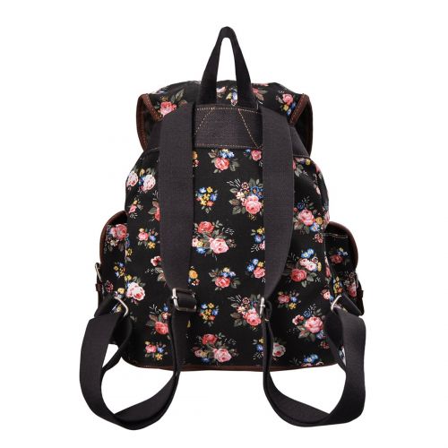  Epokris Black Backpack for Girls Floral School Bags for Girls Backpack Book Bag for Girls Daypack Floral Backpack for teens Girls 163BL