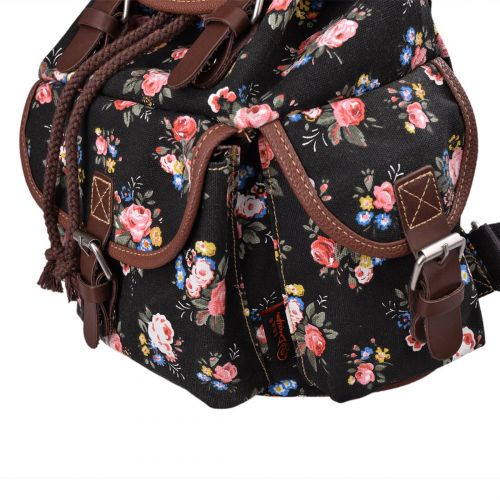  Epokris Black Backpack for Girls Floral School Bags for Girls Backpack Book Bag for Girls Daypack Floral Backpack for teens Girls 163BL