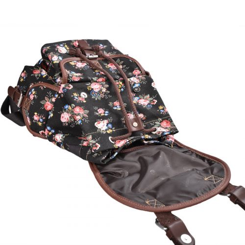  Epokris Black Backpack for Girls Floral School Bags for Girls Backpack Book Bag for Girls Daypack Floral Backpack for teens Girls 163BL