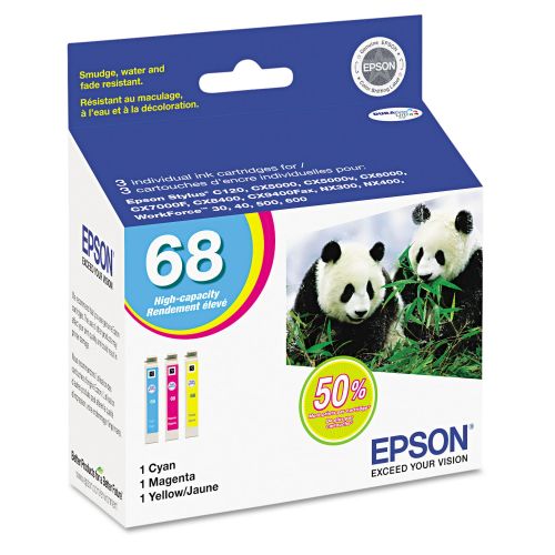 엡손 Epson T068520 (68) DURABrite High-Yield Ink, CyanMagentaYellow, 3PK