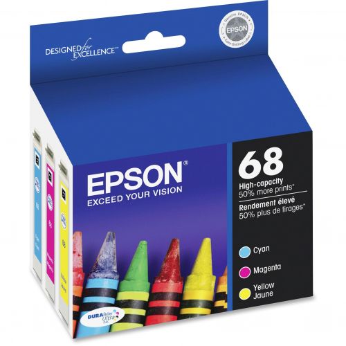엡손 Epson T068520 (68) DURABrite High-Yield Ink, CyanMagentaYellow, 3PK