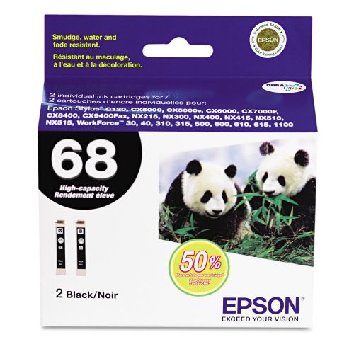 엡손 Epson T068120D2 (68) DURABrite Ultra High-Yield Ink, Black, 2PK