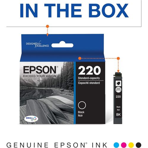 엡손 [아마존베스트]Epson T220120 DURABrite Ultra Black Standard Capacity Cartridge Ink (WF-2760, WF-2750, WF-2660, WF-2650, WF-2630, XP-424, XP-420, XP-320)