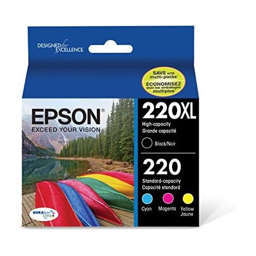 엡손 [아마존베스트]Epson T220XL-BCS Cartridge Ink, 4 Pack, Black, Cyan, Magenta, Yellow