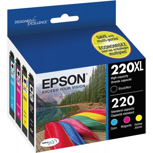 엡손 [아마존베스트]Epson T220XL-BCS Cartridge Ink, 4 Pack, Black, Cyan, Magenta, Yellow