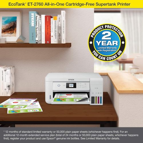 엡손 [아마존베스트]Epson EcoTank ET-2760 Wireless Color All-in-One Cartridge-Free Supertank Printer with Scanner and Copier