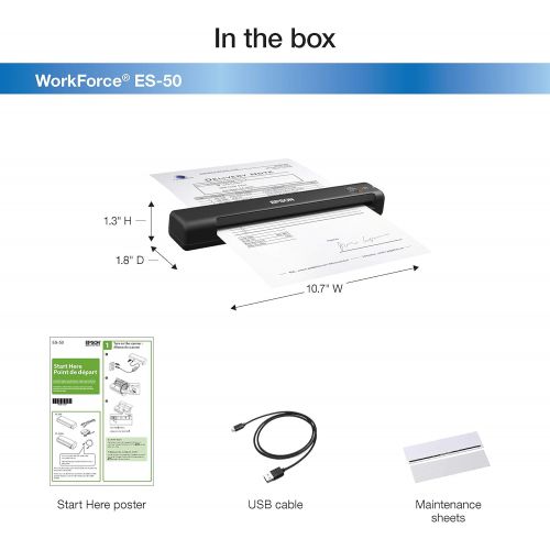 엡손 [아마존베스트]Epson Workforce ES-50 Portable Sheet-fed Document Scanner for PC and Mac