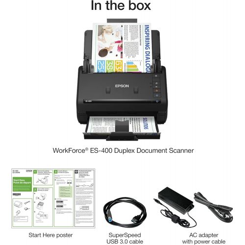 엡손 [아마존베스트]Epson WorkForce ES-400 Color Duplex Document Scanner for PC and Mac, Auto Document Feeder (ADF)