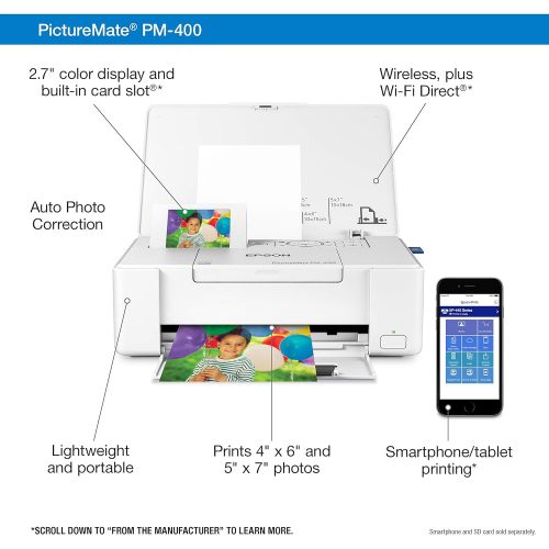 엡손 Epson PictureMate PM-400 Wireless Compact Color Photo Printer