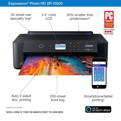 엡손 Epson Expression Photo HD XP-15000 Wireless Color Wide-format Printer, Amazon Dash Replenishment Enabled