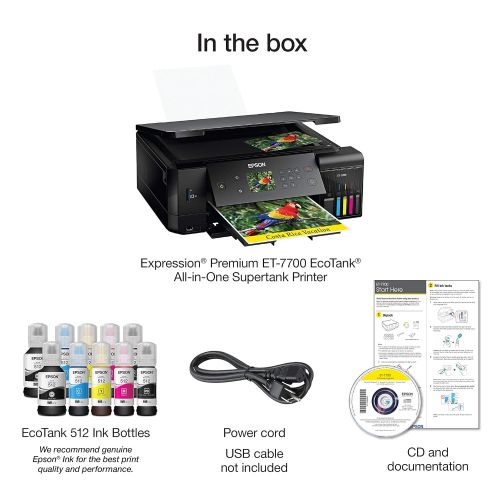 엡손 Epson Expression Premium ET-7700 EcoTank Wireless 5-Color All-in-One Supertank Printer with Scanner, Copier and Ethernet