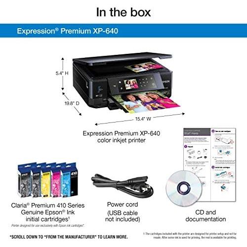 엡손 Epson XP-640 Wireless Color Photo Printer 2.7, Amazon Dash Replenishment Enabled