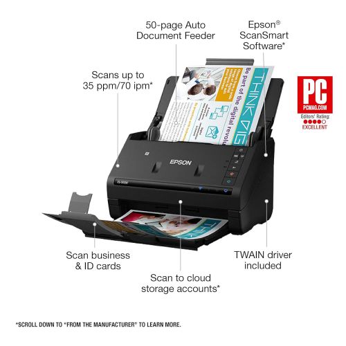 엡손 Epson WorkForce ES-500W Wireless Color Duplex Document Scanner for PC and Mac, Auto Document Feeder (ADF)
